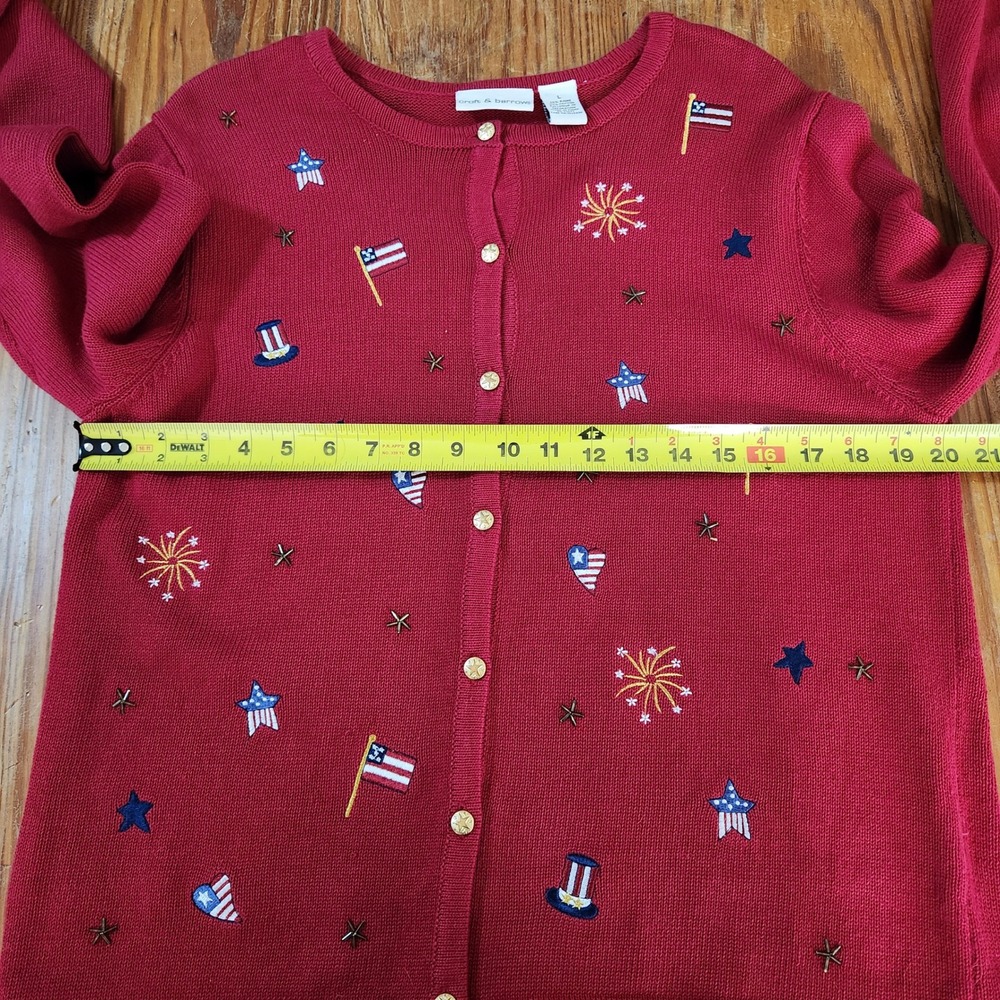 Croft & Barrow Lrg 4th of July Embroidered Button Cardigan‎ Vintage Patriotic - Picture 9 of 13